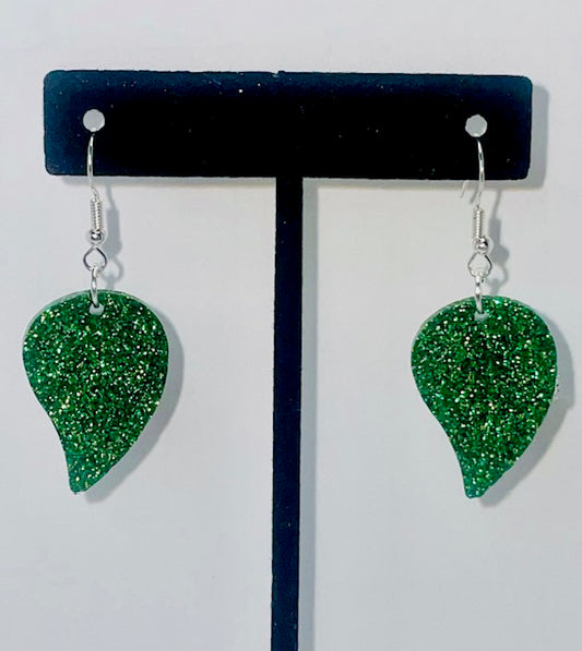 Green Leaf Dangle Earrings