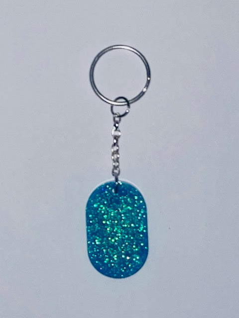 Blue Plain Glitter Keychain