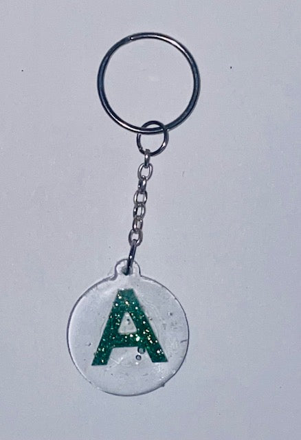 Green Glitter Letter Keychain