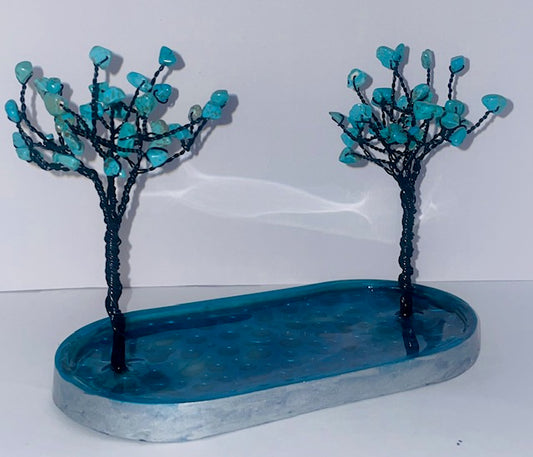 Turquoise Twin Wire Tree Trinket Tray