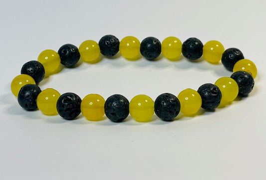 Yellow and Lava Rock Bracelet