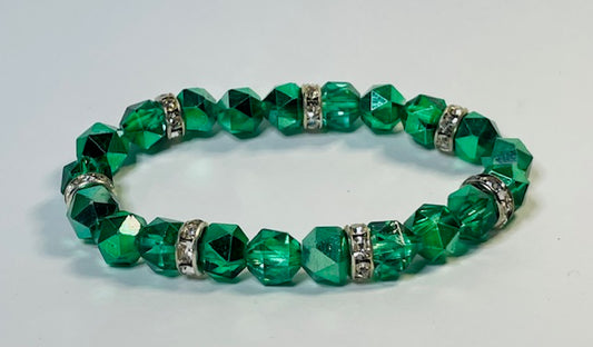 Green with Rhinestone Inserts Bracelet