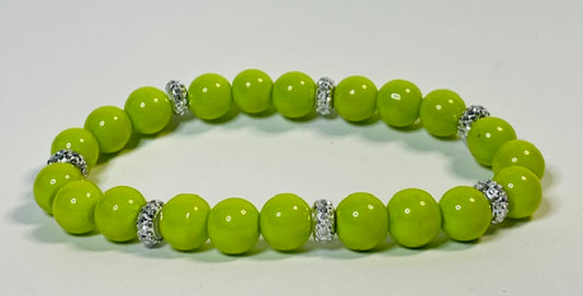 Lime Green with Rhinestones Bracelet