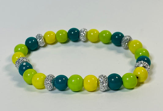 Multi-Green and Rhinestones Bracelet