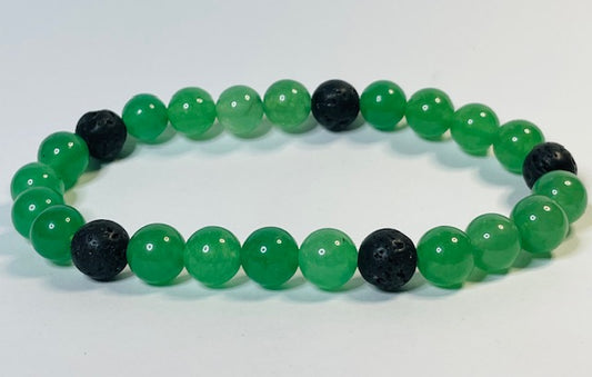 Green and Lava Rock Bracelet