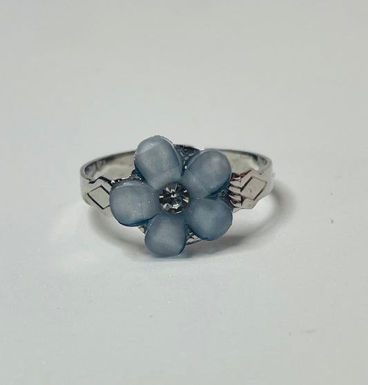 Blue Flower Resizable Ring
