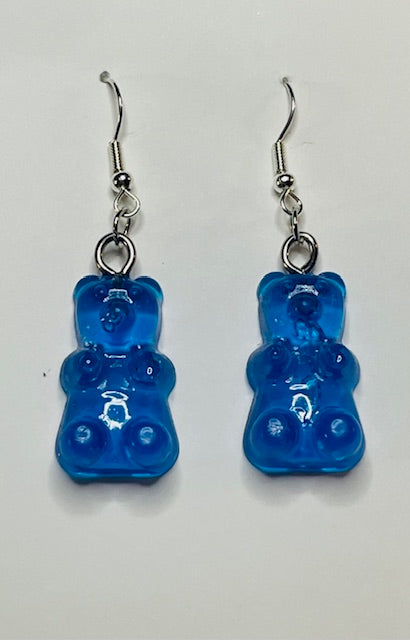 Blue Gummy Bear Dangle Earrings
