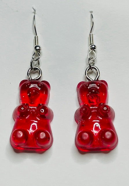 Red Gummy Bear Dangle Earrings