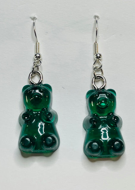 Green Gummy Bear Dangle Earrings
