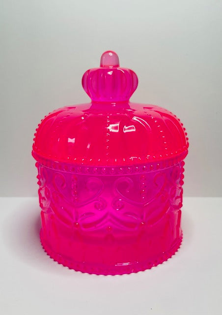 Hot Pink Resin Jar with Lid