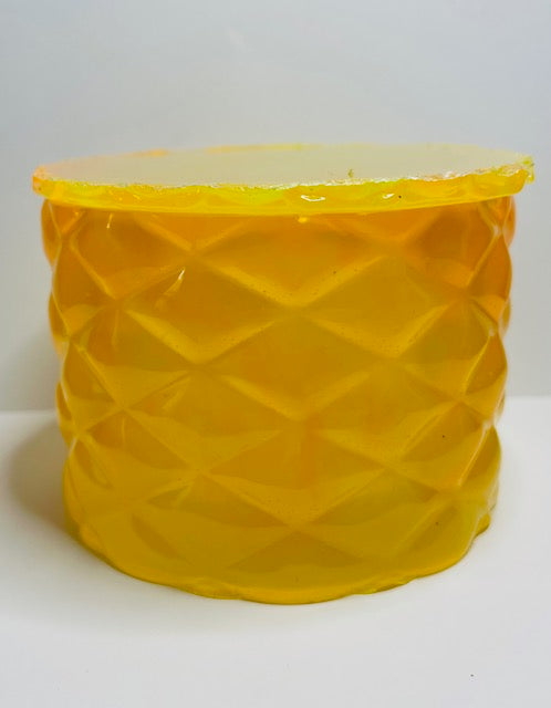 Yellow Orange Resin Jar with Lid
