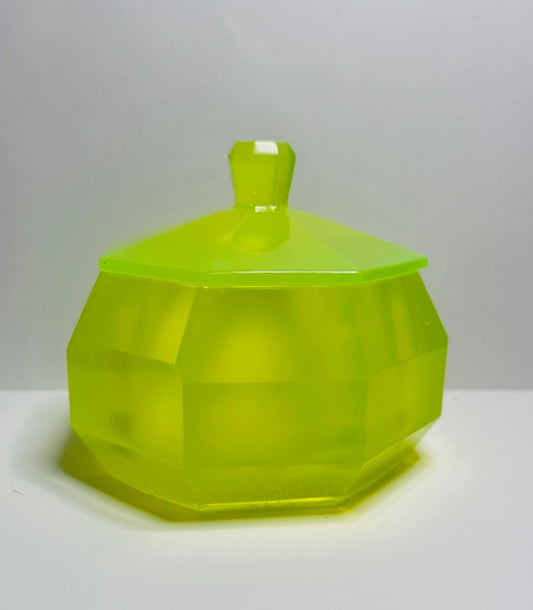 Highlighter Yellow Resin Trinket Box with Lid
