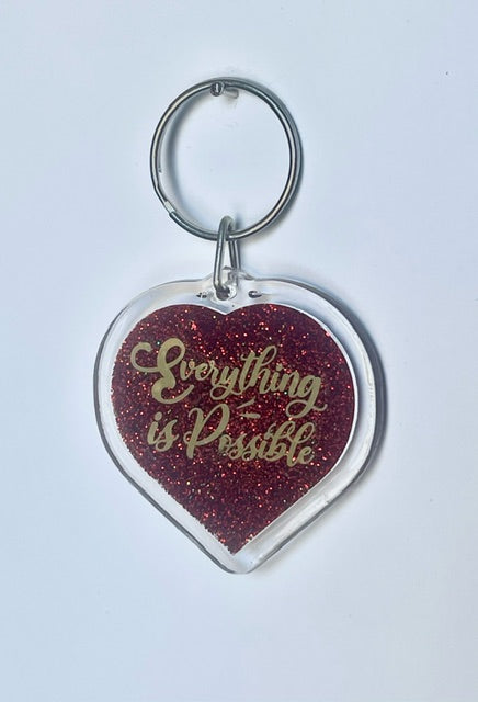 "Everything is Possible" Heart Keychain