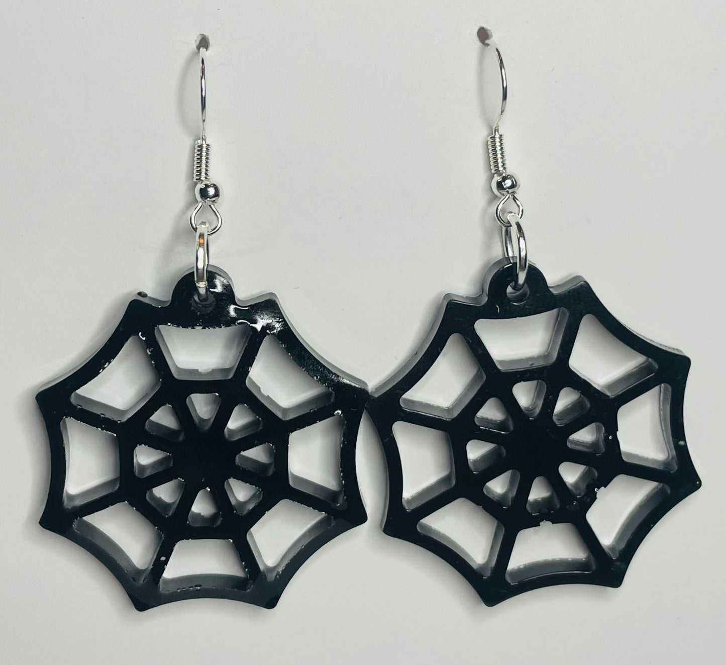 Black Spider Web Dangle Earrings