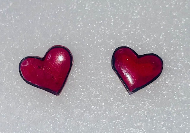 Red Heart Stud Earrings