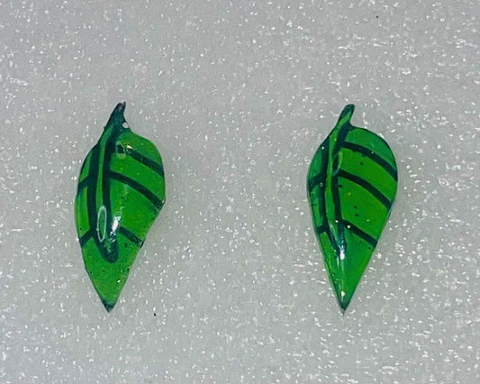 Green Leaf Stud Earrings