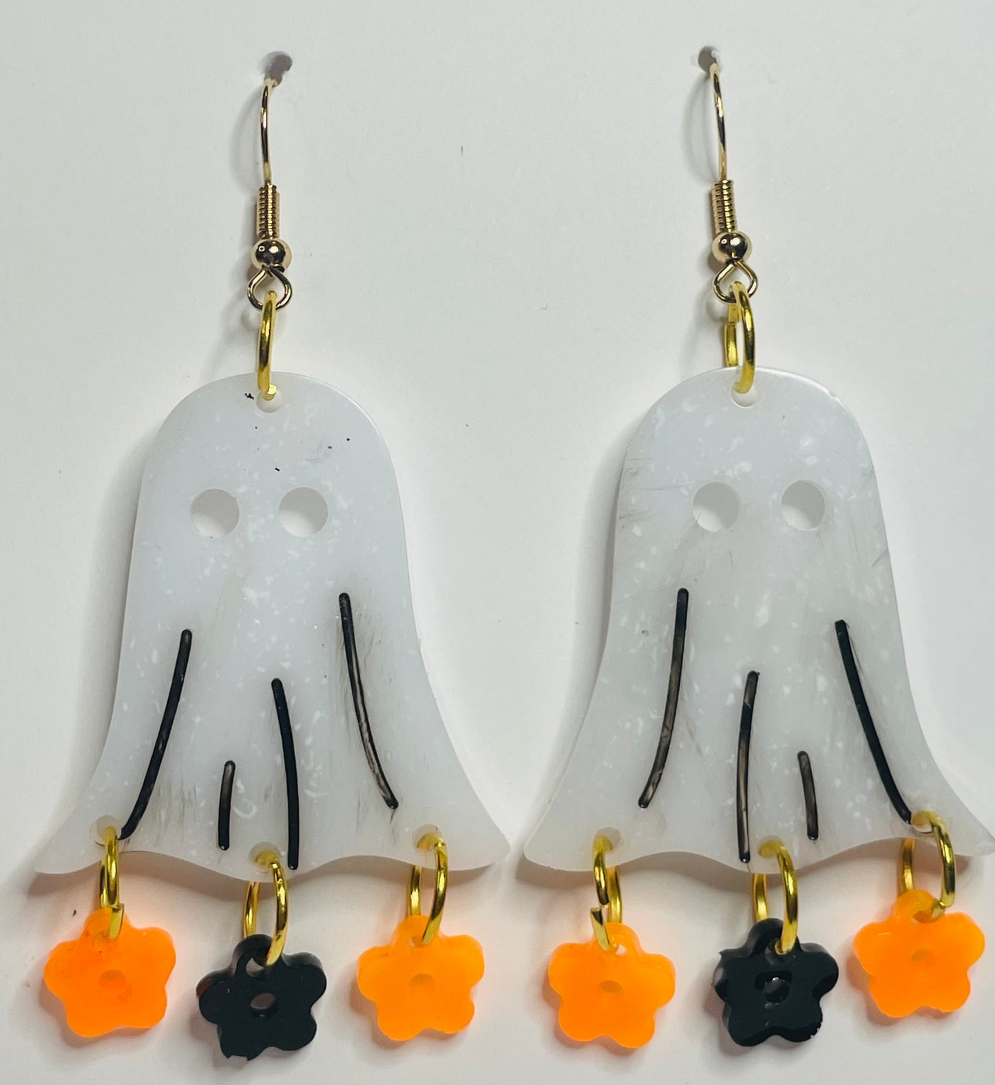 Ghost and Flower Dangle Earrings