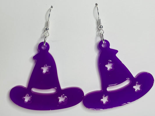 Purple Witch Hats Dangle Earrings