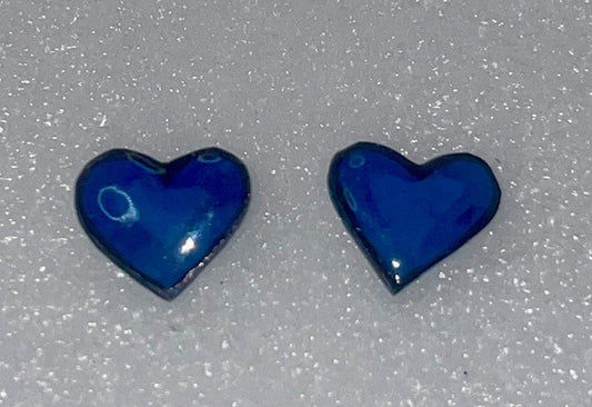 Blue Heart Stud Earrings