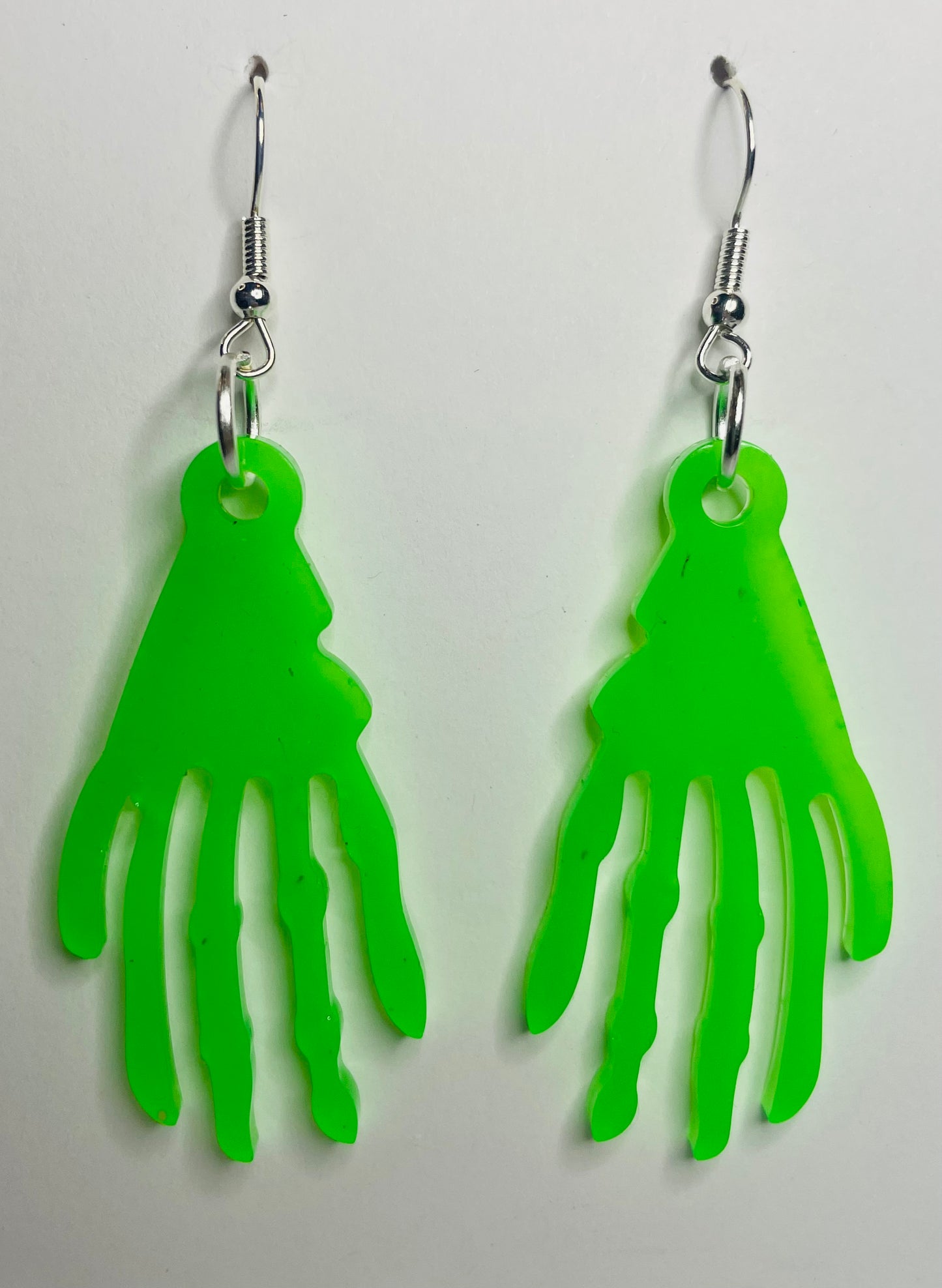 Slime Green Creepy Hands Dangle Earrings