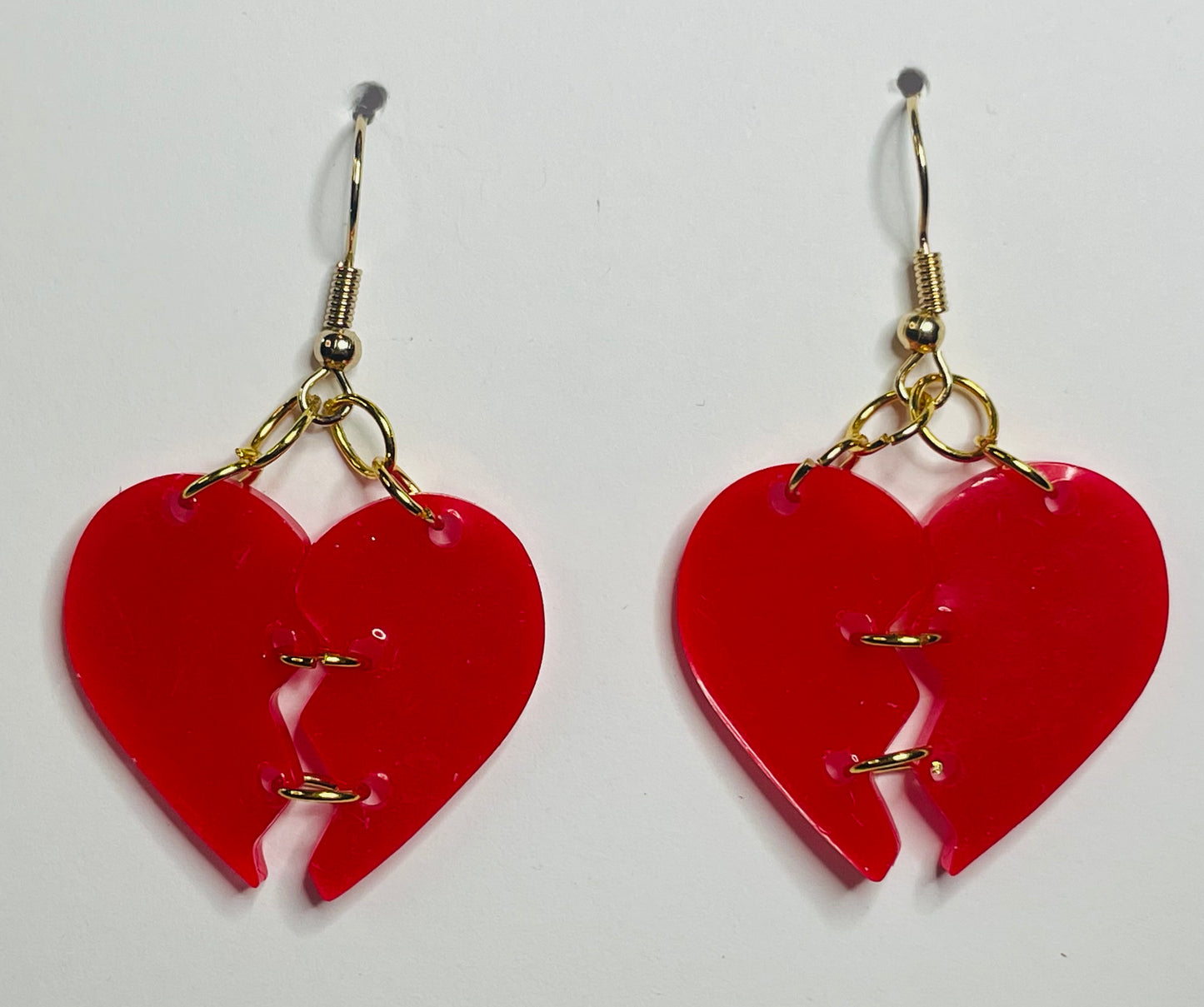 Stitched Heart Dangle Earrings