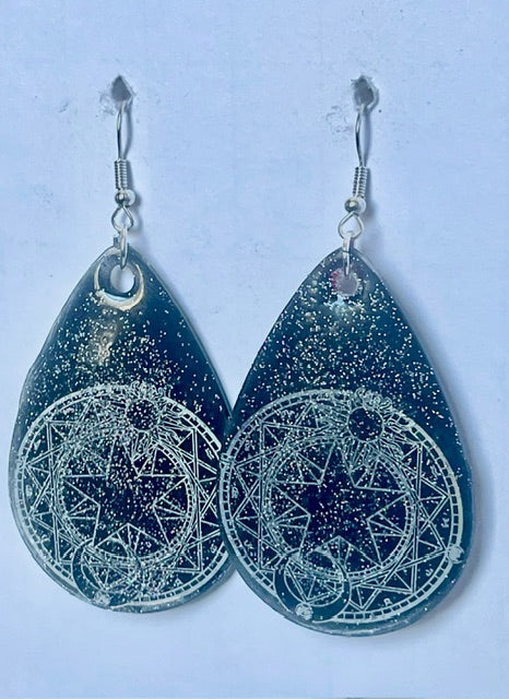 Black Holo-Dangle Earrings