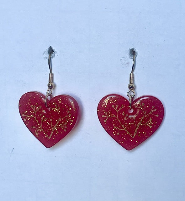 Red Heart Dangle Earrings