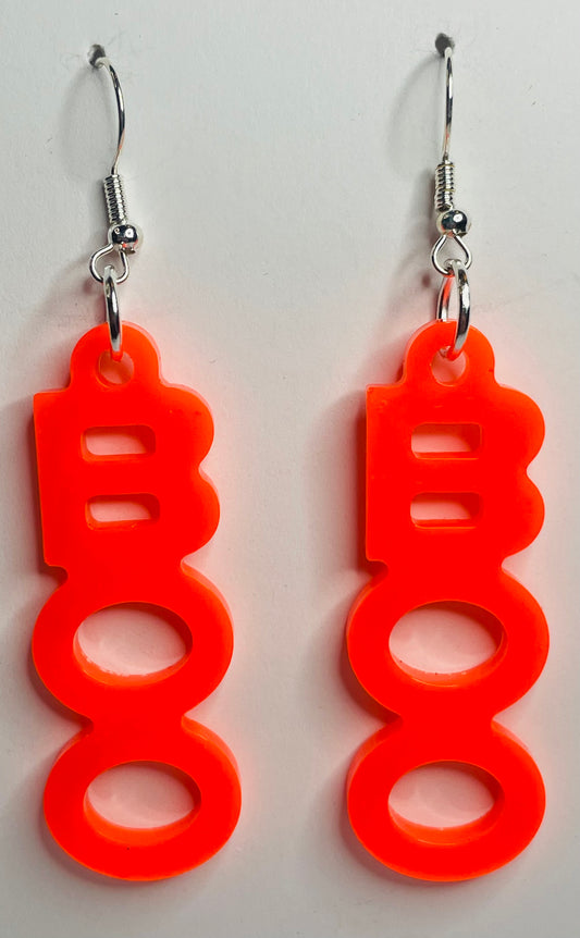 Fluorescent Orange “Boo” Dangle Earrings