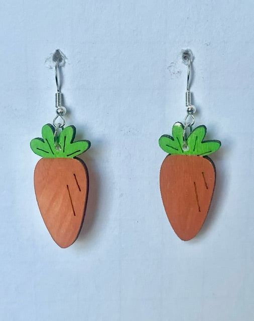 Carrot Wooden Dangle Earrings