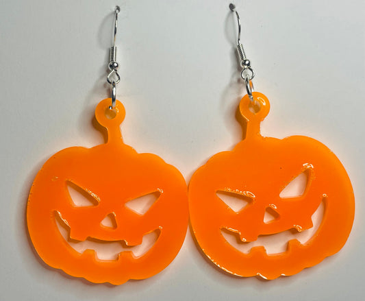 Orange Jack O’Lantern Dangle Earrings