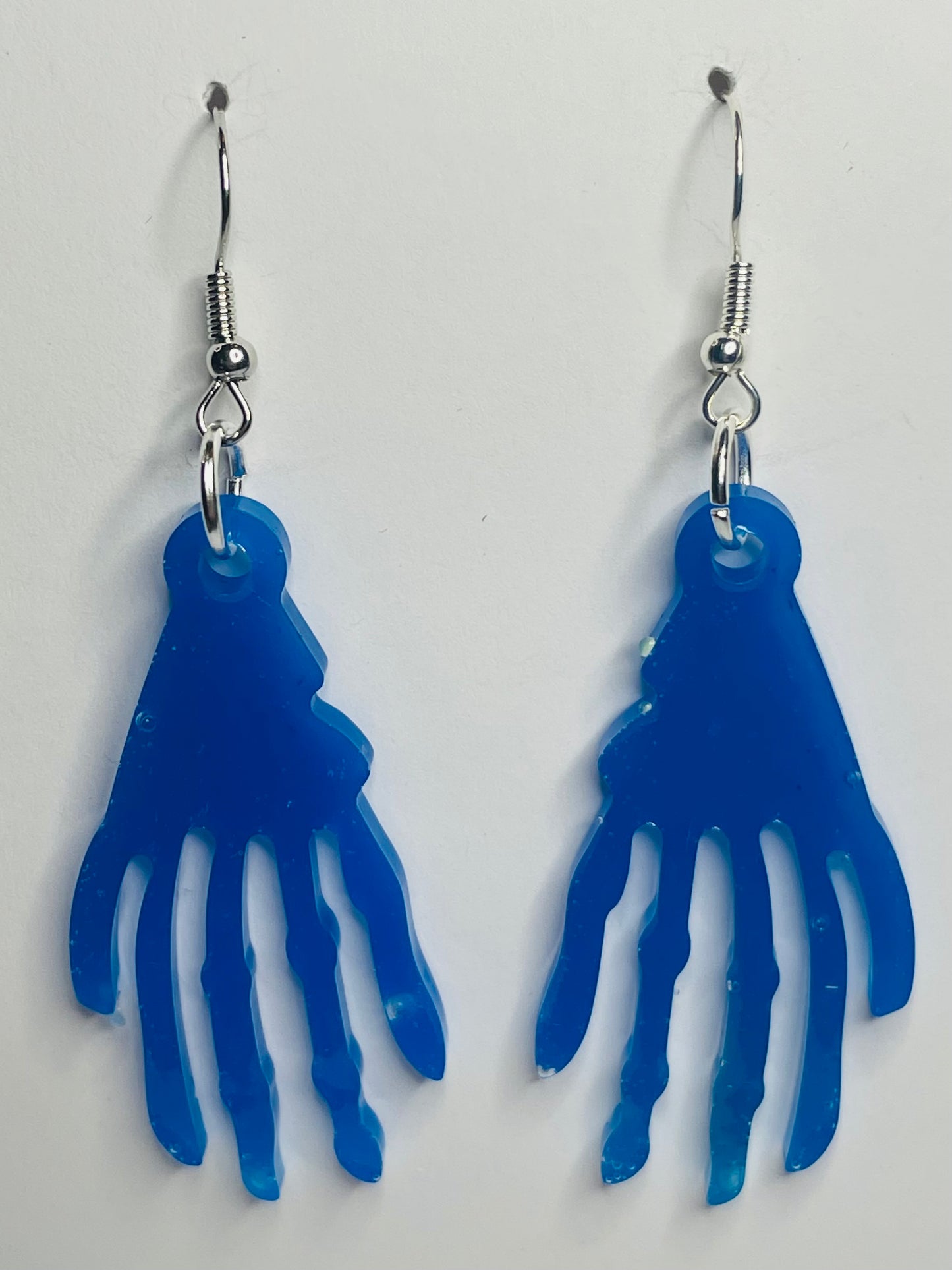 Blue Creepy Hands Dangle Earrings