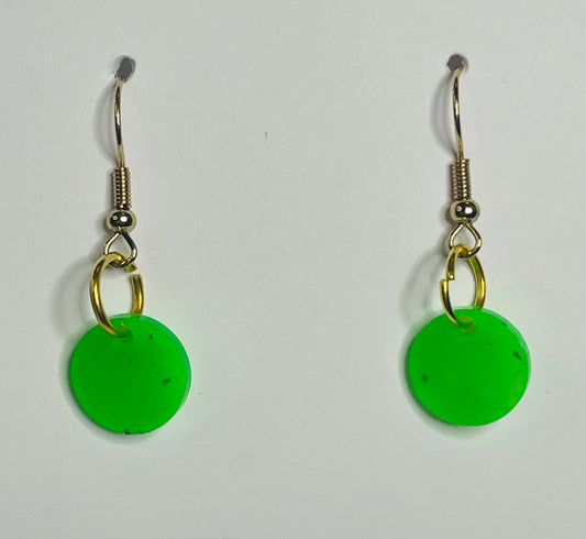 Green Circle Dangle Earrings