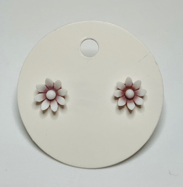 White Flower Stud Earrings