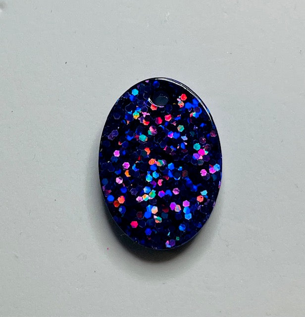 Purple Glitter Oval Pendant