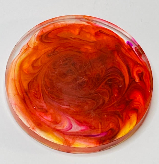 Orange and Red Extra Small Epoxy Coaster