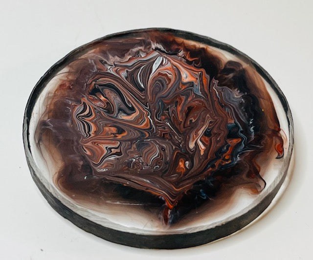 Brown and Orange Extra Small Epoxy Coaster