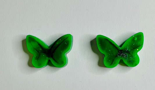 Butterfly Stud Earrings - Green and Black