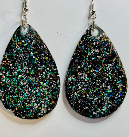 Dark Glitter Dangle Earrings