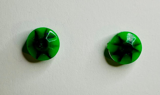 Circle Gem Stud Earrings - Green and Black